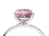 White gold Fancy Pink Princess  Solitaire Pavé Diamond Engagement Ring with Four-Prong Setting_4