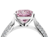 White gold Fancy Pink Princess  Solitaire Pavé Diamond Engagement Ring with Four-Prong Setting_4