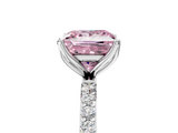 White gold Fancy Pink Princess  Solitaire Pavé Diamond Engagement Ring with Four-Prong Setting_5