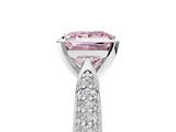 White gold Fancy Pink Princess  Solitaire Pavé Diamond Engagement Ring with Four-Prong Setting_5