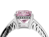 White gold Fancy Pink Princess  Solitaire Pavé Diamond Milgrain Engagement Ring with Four-Prong Setting_4
