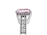 White gold Fancy Pink Princess  Solitaire Pavé Diamond Milgrain Engagement Ring with Four-Prong Setting_5