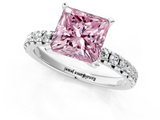 White gold Fancy Pink Princess  Solitaire Pave Diamond Engagement Ring with Four-Prong Setting_1