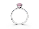 White gold Fancy Pink Princess  Solitaire Pave Diamond Engagement Ring with Four-Prong Setting_3