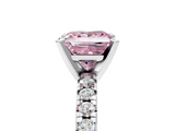 White gold Fancy Pink Princess  Solitaire Pave Diamond Engagement Ring with Four-Prong Setting_5