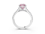 White gold Fancy Pink Princess  Solitaire Pave Diamond Engagement Ring with Prong Setting_3