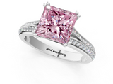 White gold Fancy Pink Princess  Solitaire Pave Split Shank Engagement Ring with Six-Prong Setting_1
