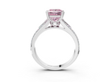 White gold Fancy Pink Princess  Solitaire Pave Split Shank Engagement Ring with Six-Prong Setting_3