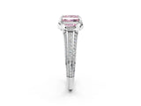 White gold Fancy Pink Princess  Solitaire Pave Split Shank Ring with Four-Prong Setting_137