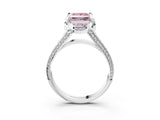 White gold Fancy Pink Princess  Solitaire Pave Split Shank Ring with Four-Prong Setting_138