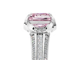 White gold Fancy Pink Princess  Solitaire Pave Split Shank Ring with Four-Prong Setting_143