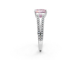 White gold Fancy Pink Princess  Solitaire Split Shank Pavé Diamond Engagement Ring_2