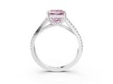White gold Fancy Pink Princess  Solitaire Split Shank Pavé Diamond Engagement Ring_3