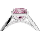 White gold Fancy Pink Princess  Solitaire Split Shank Pavé Diamond Engagement Ring_4