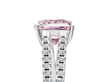 White gold Fancy Pink Princess  Solitaire Split Shank Pavé Diamond Engagement Ring_5