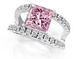 White gold Fancy Pink Princess  Solitaire Split Shank Pave Diamond Ring_30
