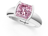 White gold Fancy Pink Princess  Solitaire Tension Set Diamond Ring with Wide Band_1