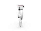 White gold Fancy Pink Princess  Solitaire Tension Set Diamond Ring with Wide Band_2