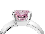 White gold Fancy Pink Princess  Solitaire Tension Set Diamond Ring with Wide Band_4