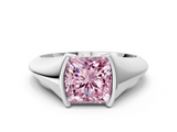 White gold Fancy Pink Princess  Solitaire Tension Set Diamond Ring