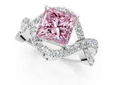 White gold Fancy Pink Princess  Solitaire Twist Band Pavé Diamond Engagement Ring_69