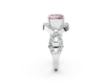 White gold Fancy Pink Princess  Solitaire Twist Band Pavé Diamond Engagement Ring_80