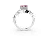 White gold Fancy Pink Princess  Solitaire Twist Band Pavé Diamond Engagement Ring_81