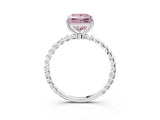 White gold Fancy Pink Princess  Solitaire Twist Band Ring with Four-Prong Setting_140