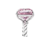White gold Fancy Pink Princess  Solitaire Twist Band Ring with Four-Prong Setting_142