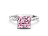 White gold Fancy Pink Princess  Solitaire Twist Band Ring with Four-Prong Setting_19