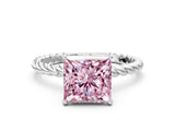 White gold Fancy Pink Princess  Solitaire Twist Band Ring with Four-Prong Setting_19
