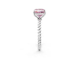 White gold Fancy Pink Princess  Solitaire Twist Band Ring with Four-Prong Setting_21