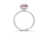 White gold Fancy Pink Princess  Solitaire Twist Band Ring with Four-Prong Setting_22