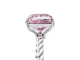 White gold Fancy Pink Princess  Solitaire Twist Band Ring with Four-Prong Setting_24