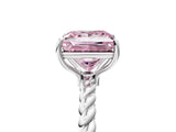White gold Fancy Pink Princess  Solitaire Twist Band Ring with Four-Prong Setting_24
