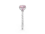 White gold Fancy Pink Princess  Solitaire Twist Band Ring with Four-Prong Setting_26