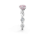 White gold Fancy Pink Princess  Solitaire Twist Band with Leaf Prong Setting 3