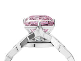 White gold Fancy Pink Princess  Solitaire Twist Band with Leaf Prong Setting 5