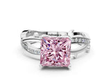 White gold Fancy Pink Princess  Solitaire Twist Band with Pavé Accents and Four-Prong Setting_21