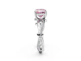 White gold Fancy Pink Princess  Solitaire Twist Band with Pavé Accents and Four-Prong Setting_22