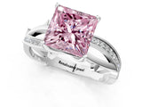 White gold Fancy Pink Princess  Solitaire Twist Band with Pavé Accents and Four-Prong Setting_22