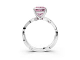 White gold Fancy Pink Princess  Solitaire Twist Band with Pavé Accents and Four-Prong Setting_23