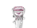 White gold Fancy Pink Princess  Solitaire Twist Band with Pavé Accents and Four-Prong Setting_25