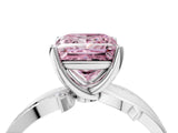White gold Fancy Pink Princess  Solitaire Twist Band with Pavé Accents and Four-Prong Setting_25