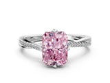 White gold Fancy Pink Princess  Solitaire Twist Band with Pavé Diamonds and Four-Prong Setting_58