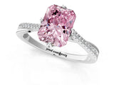 White gold Fancy Pink Princess  Solitaire Twist Band with Pavé Diamonds and Four-Prong Setting_59