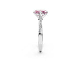 White gold Fancy Pink Princess  Solitaire Twist Band with Pavé Diamonds and Four-Prong Setting_60