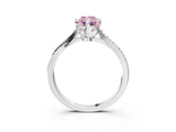 White gold Fancy Pink Princess  Solitaire Twist Band with Pavé Diamonds and Four-Prong Setting_61