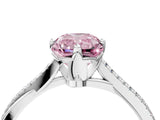 White gold Fancy Pink Princess  Solitaire Twist Band with Pavé Diamonds and Four-Prong Setting_62