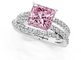 White gold Fancy Pink Princess  Solitaire Twist Band with Pavé Setting and Four-Prong Setting_1